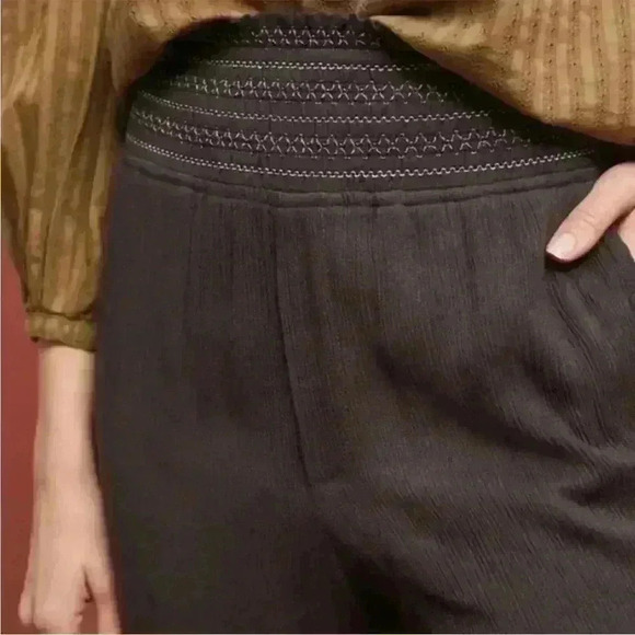 Anthropologie Ett:Twa Casual Boho Cropped Lightweight Black Pants Size Small - Picture 3 of 9